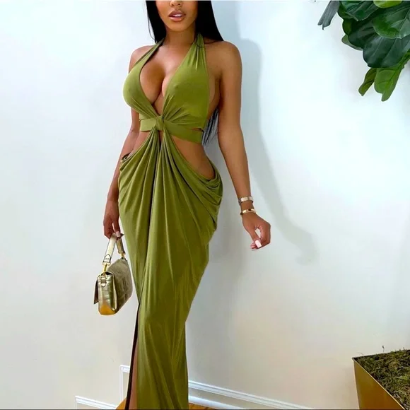 Envy Her Green Cutout Goddess Dress - Picture 4 of 12